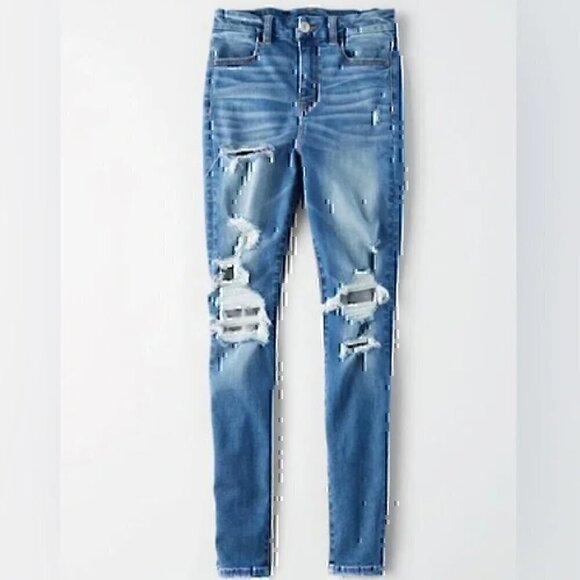 AMERICAN EAGLE Ne(x)t Level Stretch Hi-Rise Jegging Ripped High Waisted 00 CURVY - Picture 3 of 12